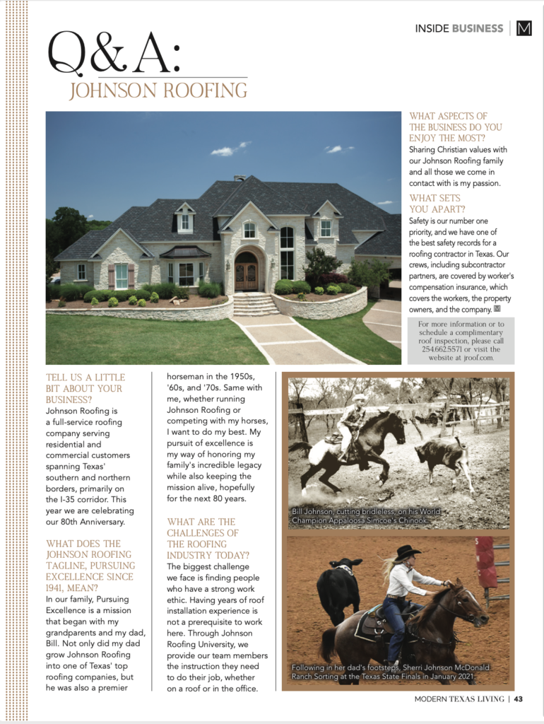 Johnson Roofing Modern Texas Living Magazine